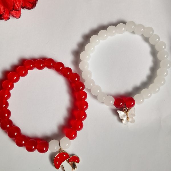 Red White Kawaii Best Friend Bracelet Set