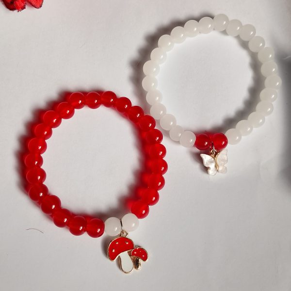 Red White Kawaii Best Friend Bracelet Set