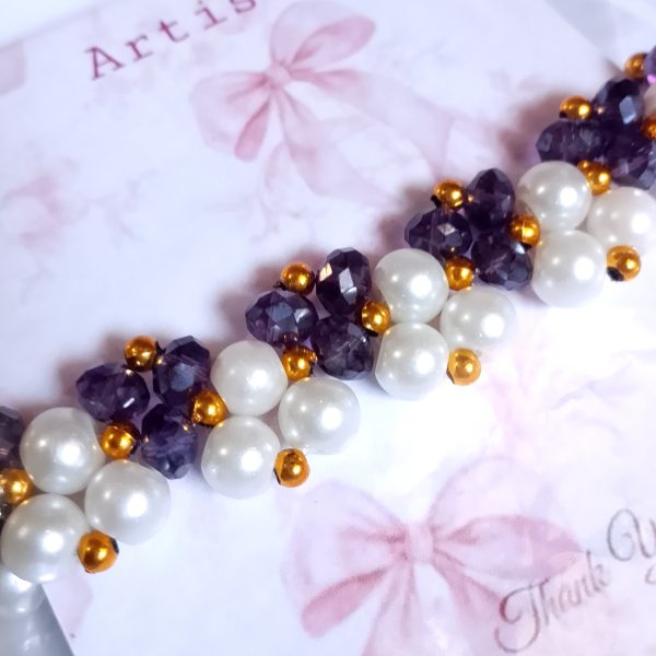 Elegant Pearl & Navy Crystal Cluster