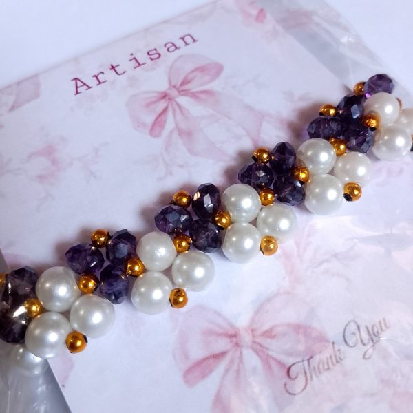 Elegant Pearl & Navy Crystal Cluster