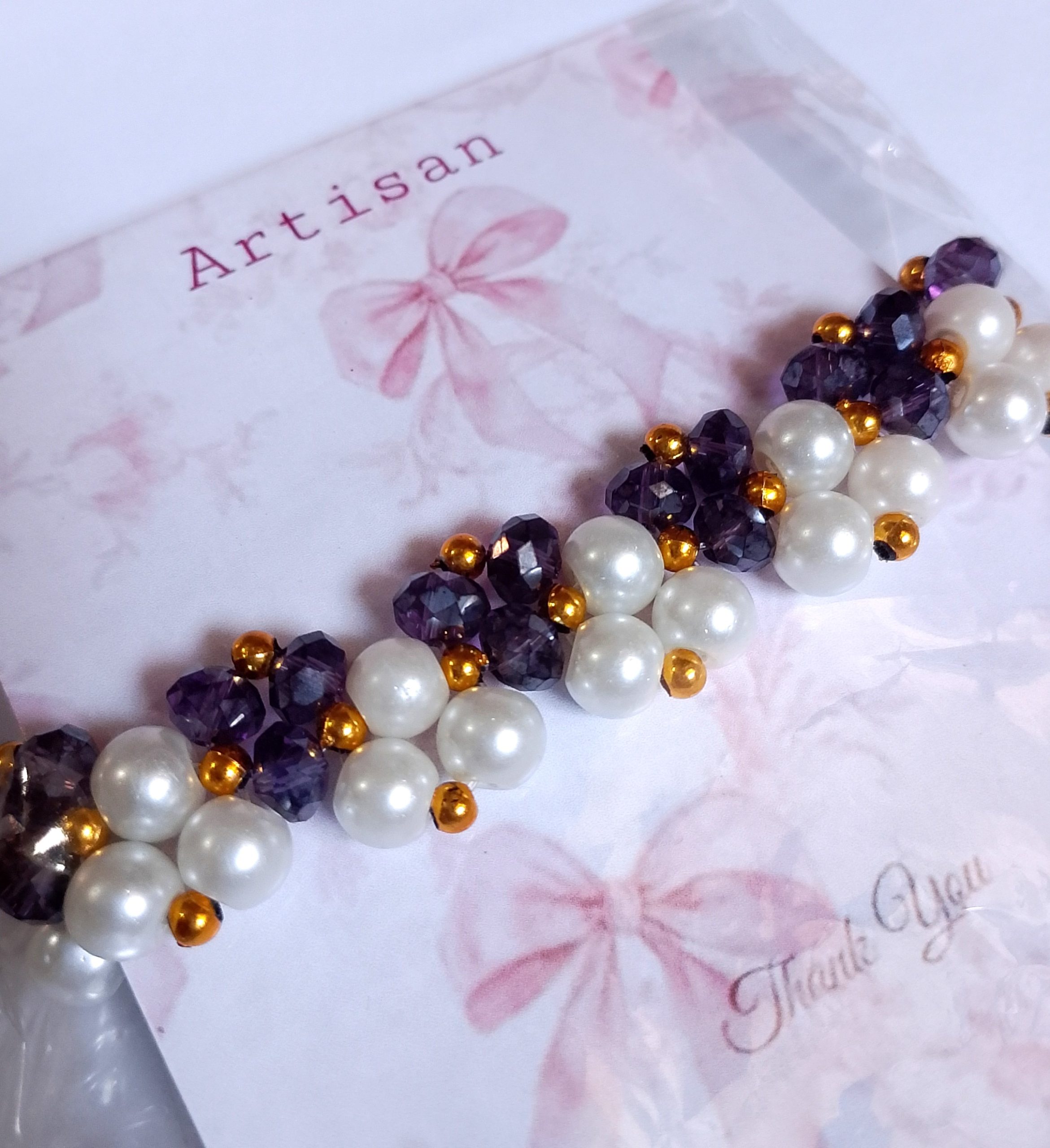 Elegant Pearl & Navy Crystal Cluster