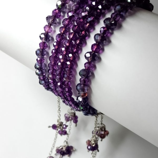 Royal Amethyst Tassel Bangle Set