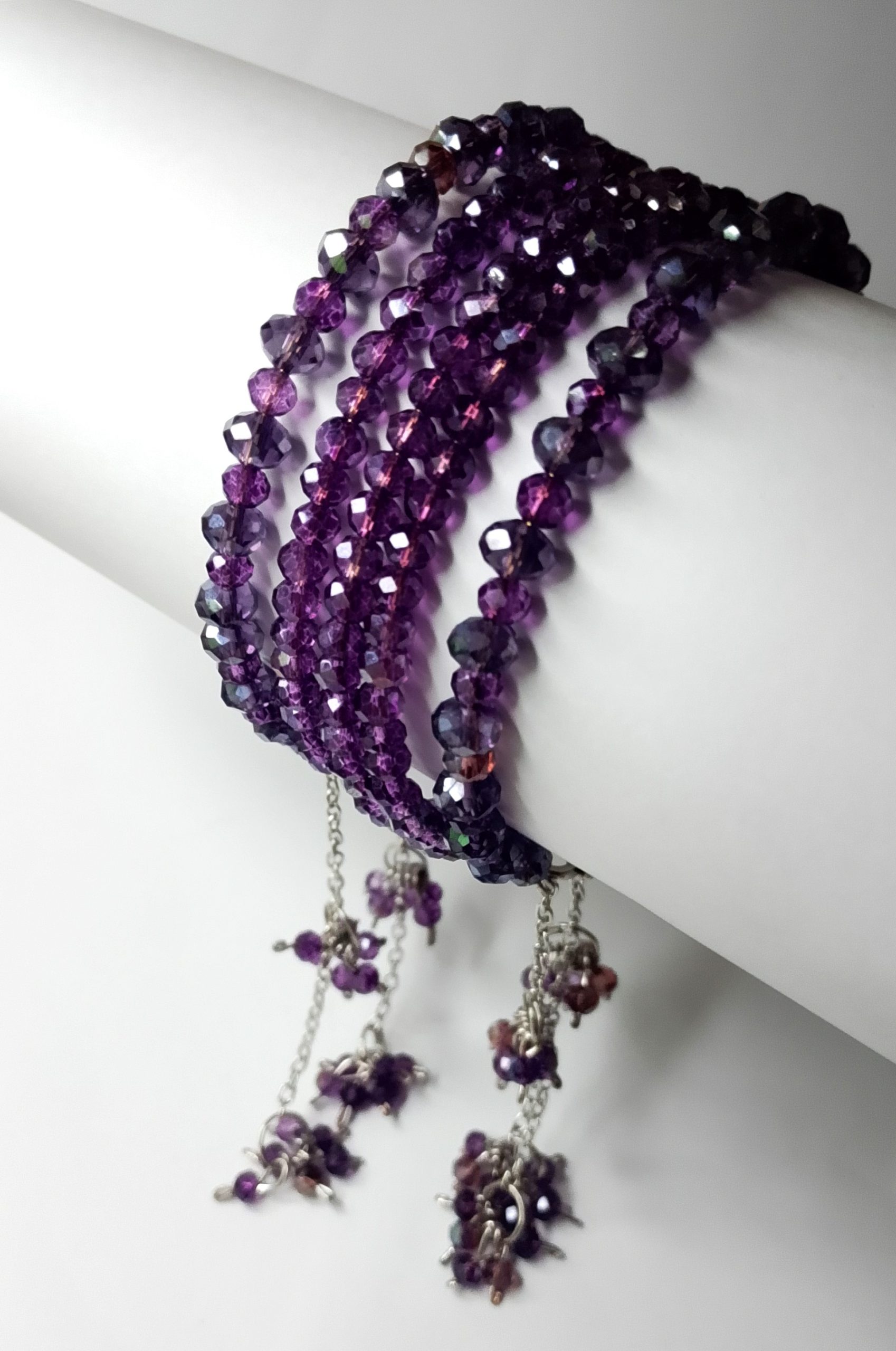 Royal Amethyst Tassel Bangle Set