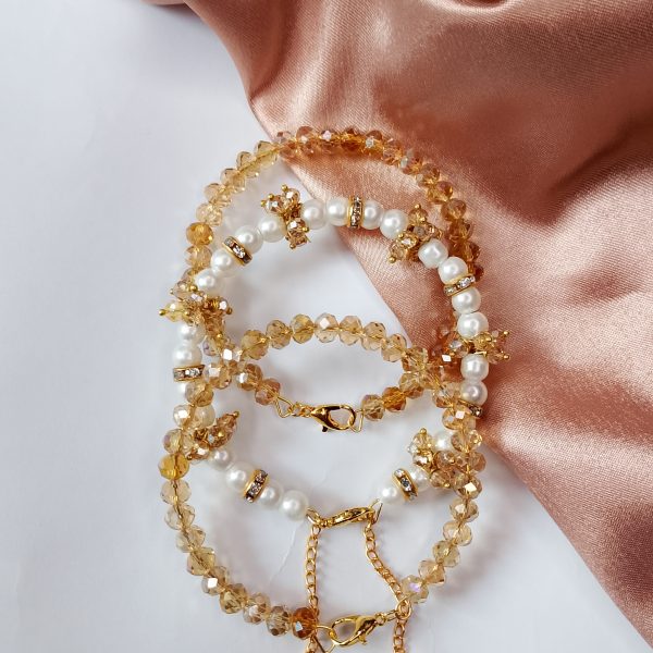 Royal Pearl Crystal Bangle Set