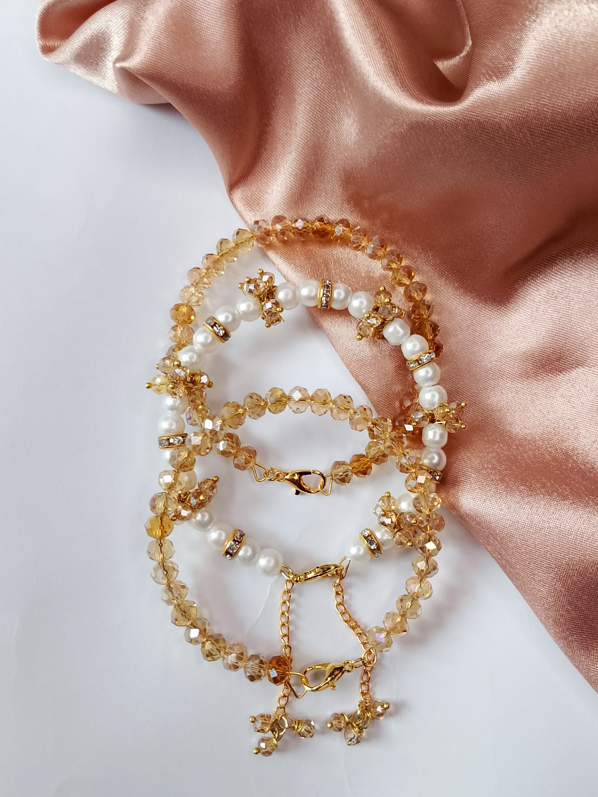 Royal Pearl Crystal Bangle Set