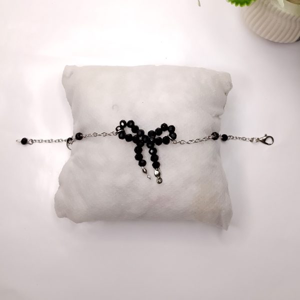 Coquette Black Bow Chain Bracelet
