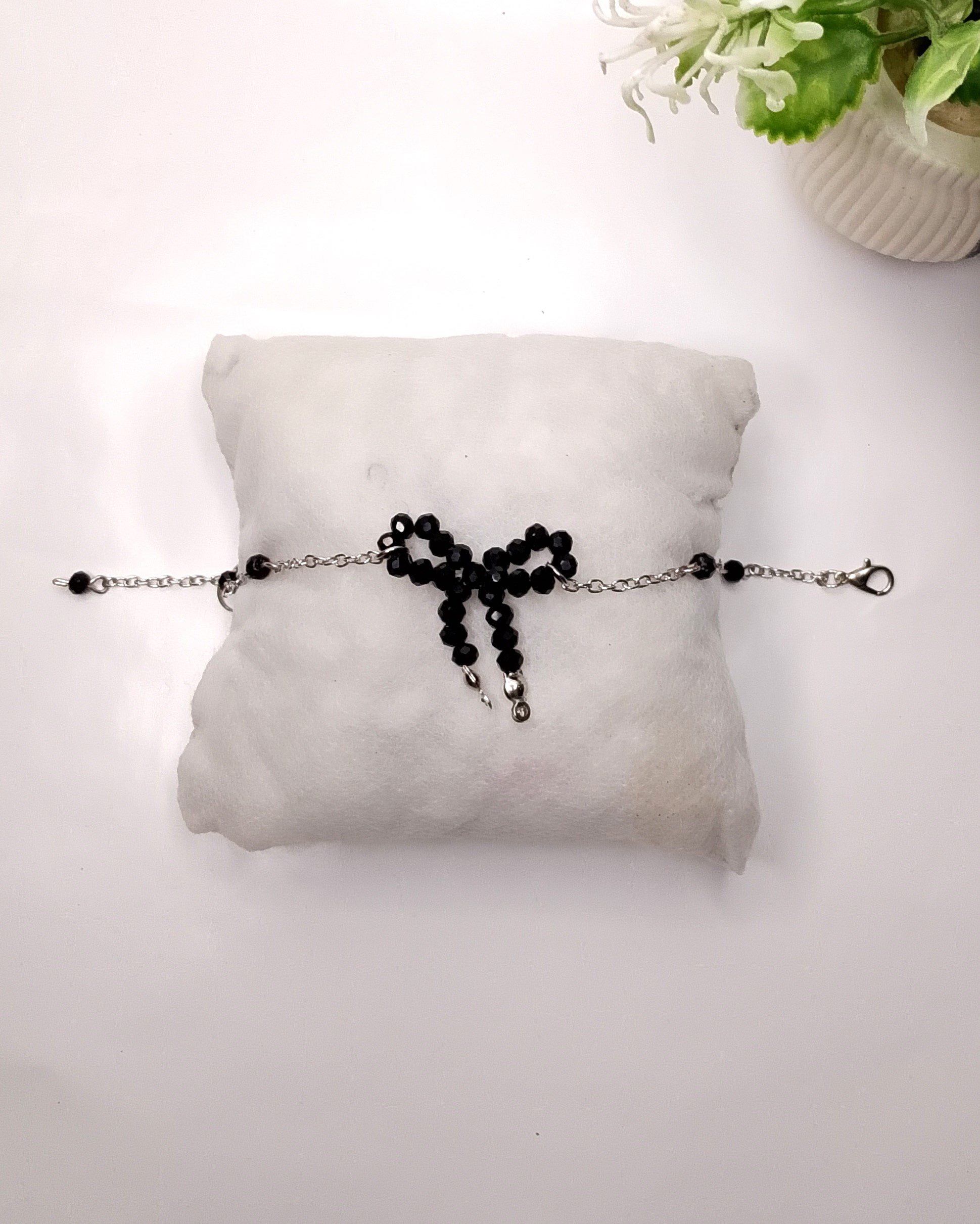 Coquette Black Bow Chain Bracelet