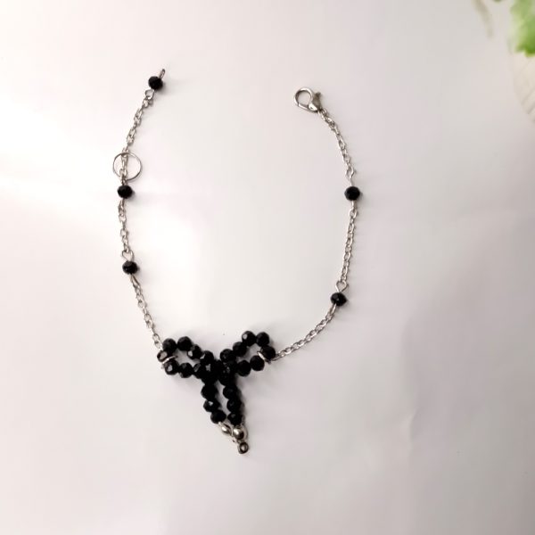 Coquette Black Bow Chain Bracelet
