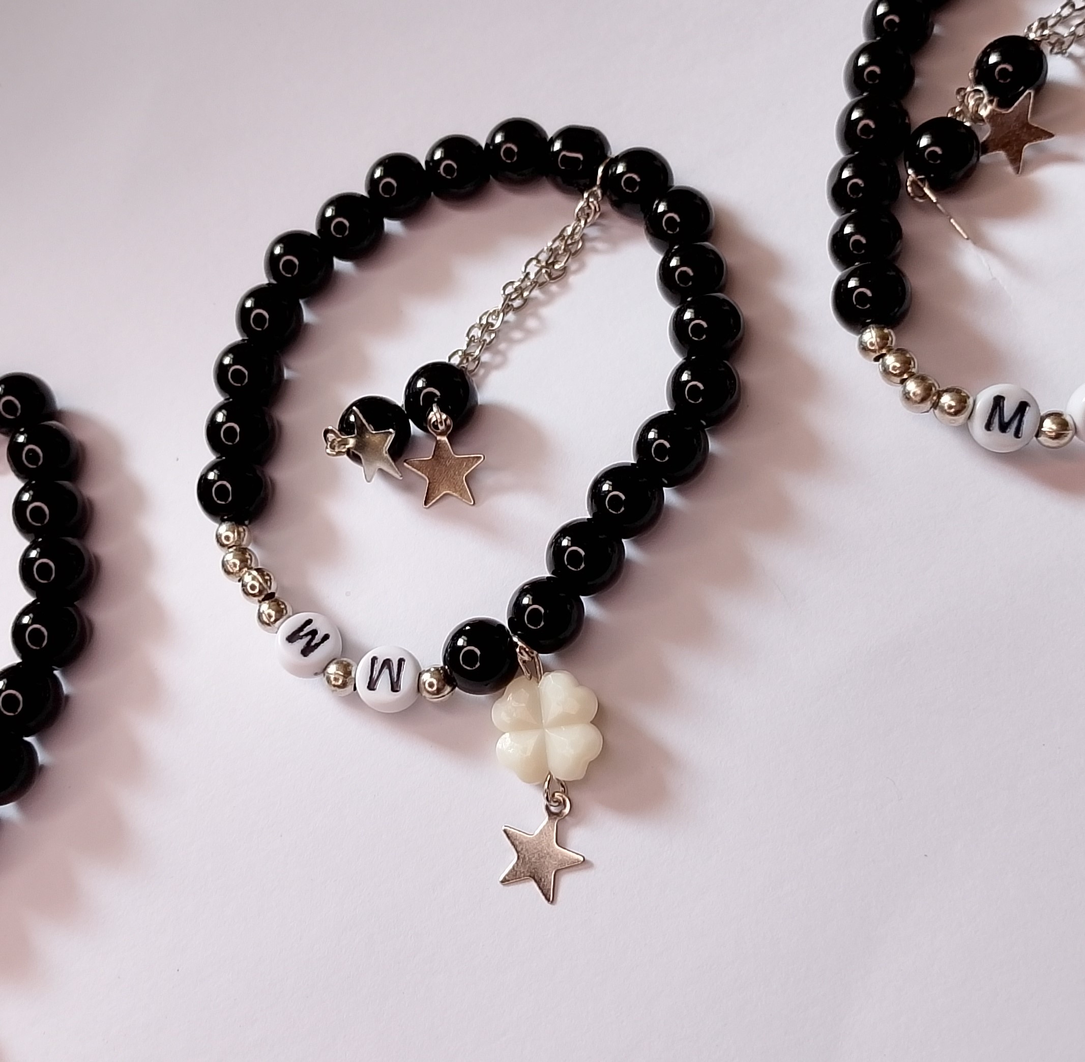 Black Bead Star Charm