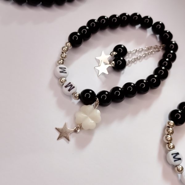 Black Bead Star Charm