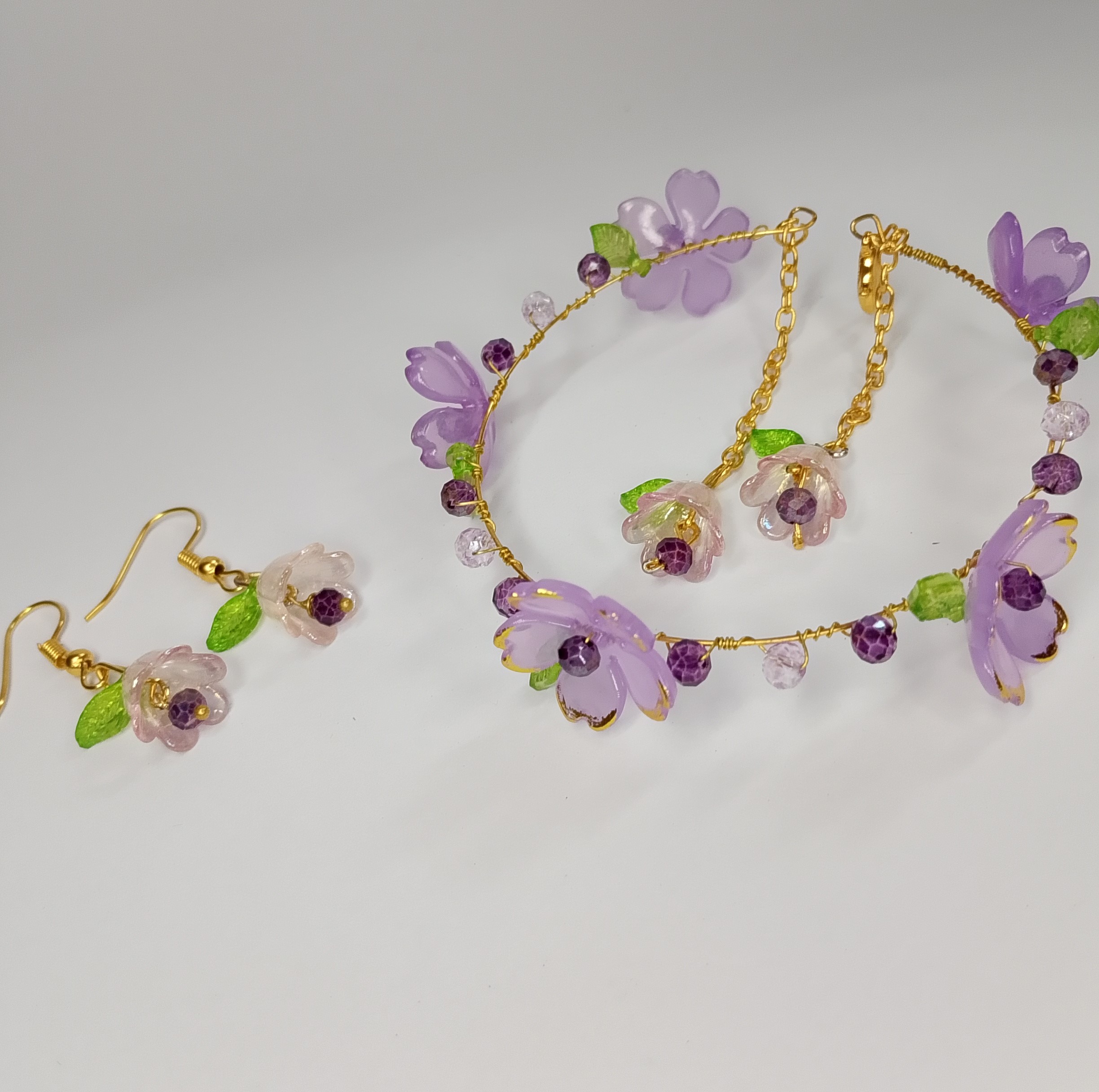 Floral Bracelet & Earrings Set